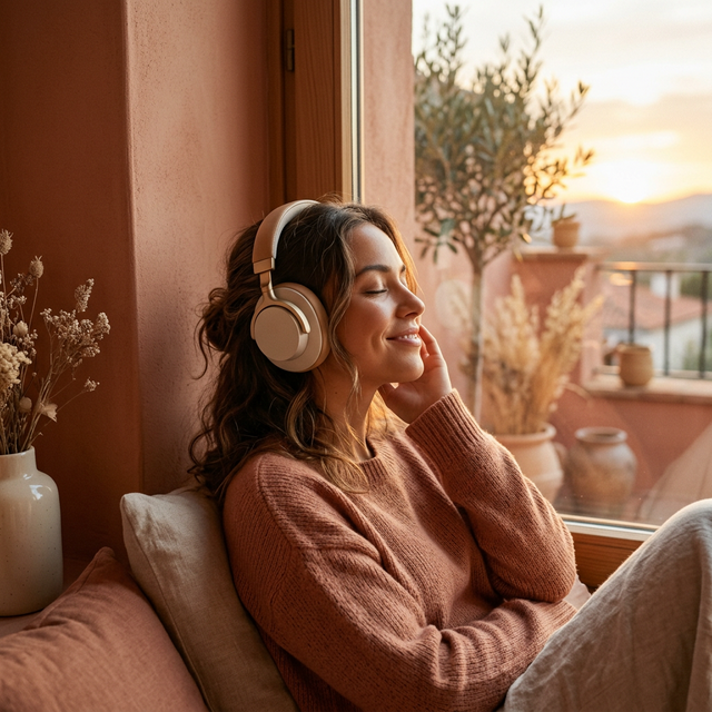 Persona escuchando música con emoción